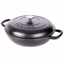 Shallow Cast Iron Casserole Pot with Lid, 5-Quart, (32 cm) Black