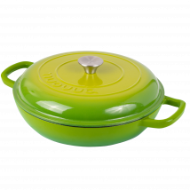 Shallow Cast Iron Dutch Oven Casserole with Lid, Oven-Safe - 3.7-Quart Light Green