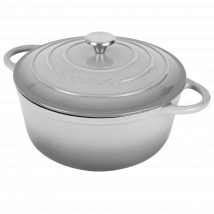 Cast Iron Dutch Oven with Lid Casserole Non-Stick & Ovenproof - 28cm (6L) Light Grey