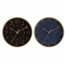 Wall Clock DKD Home Decor Blue Black Aluminium Plastic Modern 30 x 4 x 30 cm (2 Units)