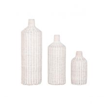 Set of 3 Vases Home ESPRIT Metal Natural 25 x 25 x 80 cm (3 Pieces)