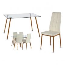 Table set with 4 chairs Gift Decor Davi 70 x 75 x 120 cm Metal Crystal