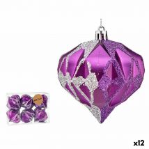 Set of Christmas balls Krist+ Purple Silver Plastic Diamond (12 Units)