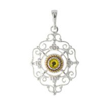 Anhänger 925 Silber Trachtenschmuck Zirkonia gelb