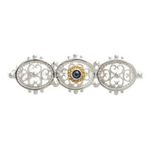 Brosche 925 Silber Trachtenschmuck Zirkonia blau