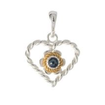 Anhänger 925 Silber Trachtenschmuck Zirkonia blau