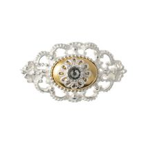 Brosche 925 Silber Trachtenschmuck Zirkonia anthrazit