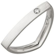 Damen Ring dreieckig Dreieck 950 Platin matt 1 Diamant Brillant Platinring-52