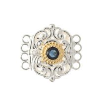 Schließe für Kropfkette 925 Silber Trachtenschmuck blau