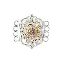 Schließe für Kropfkette 925 Silber Trachtenschmuck pink