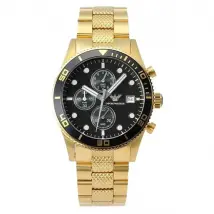 Emporio Armani AR5857 Sportivo Chronograph Gold-Tone Watch with Black Dial