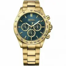 Hugo Boss Ikon HB1513340 Men's Chronograph Watch - 44mm Blue Dial Gold Tone Bracelet