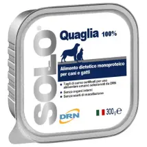 DRN Solo alimento monoproteico cane e gatto 300 gr Quaglia  - confezione da 6  pezzi - 1° ORDINE? scegli tra BZR5 - BZR20 + 200 pt fedeltà