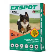 Exspot Spot-On antiparassitario per Cani 6 pipette peso inferiore a 30 kg - Antiparassitario per cani - 1° ORDINE? scegli tra BZR5 - BZR20 + 200 pt fedeltà