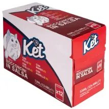 Ket Adult Bocconcini in salsa multipack 12x100 gr 2x Pollo 2x Manzo 2x Vitello 2x Agnello - 1° ORDINE? scegli tra BZR5 - BZR20 + 200 pt fedeltà