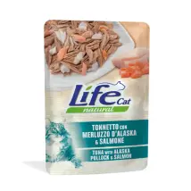 Life Cat Natural Bustine 70 gr Tonnetto con merluzzo dell'Alaska e salmone  - confezione da 30  pezzi - Cibo umido per gatti - 1° ORDINE? scegli tra BZR5 - BZR20 + 200 pt fedeltà