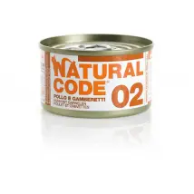 Natural Code acqua di cottura 85 gr 02 - Pollo e Gamberetti  - confezione da 24  pezzi - Cibo umido per gatti - 1° ORDINE? scegli tra BZR5 - BZR20 + 200 pt fedeltà