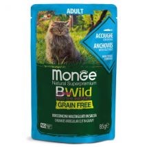 Monge BWild Grain Free Adult Cat 85 gr Acciughe e ortaggi  - confezione da 14  pezzi - Cibo umido per gatti - 1° ORDINE? scegli tra BZR5 - BZR20 + 200 pt fedeltà