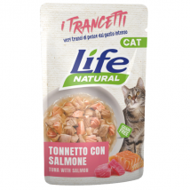 Life Cat Natural Trancetti Bustine Grain Free 55 gr Tonnetto con salmone  - confezione da 30  pezzi - Cibo umido per gatti - 1° ORDINE? scegli tra BZR5 - BZR20 + 200 pt fedeltà