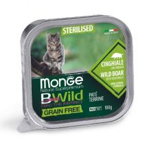 Monge Natural Super Premium Bwild Grain Free Cat 100 gr Cinghiale Sterilised  - confezione da 6  pezzi - Cibo umido per gatti - 1° ORDINE? scegli tra BZR5 - BZR20 + 200 pt fedeltà