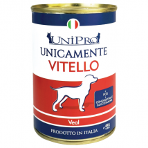 Unipro Unicamente Dog Adult 400 gr Vitello  - confezione da 6  pezzi - Umido monoproteico cane - 1° ORDINE? scegli tra BZR5 - BZR20 + 200 pt fedeltà