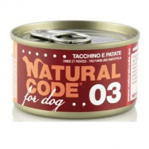 Natural Code for Dog 90 gr Tacchino e patate  - confezione da 6  pezzi - Cibo umido per cani - 1° ORDINE? scegli tra BZR5 - BZR20 + 200 pt fedeltà