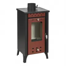 Holzofen mit 7,7 kW, 200m³, bis zu 85m² Heizraum | Farbe: rot