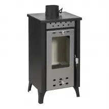 Holzofen mit 7,7 kW, 200m³, bis zu 85m² Heizraum | Farbe: silber