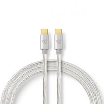 Nedis USB Cable | USB 3.2 Gen 1 | USB-C™ Male | USB-C™ Male | 60 W | 4K@60Hz | 5 Gbps | Gold Plated | 2.00 m | Round | Braided / Nylon | Aluminium | Co