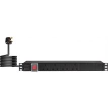 4-Way Horizontal 13A Switched PDU 19-Inch 1U Standardised Power Distribution Unit 2m Lead