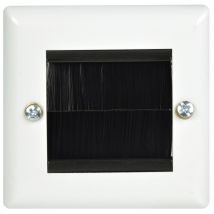 Av:link Brush Wall Plate, Single Gang Steel Flush Wall Mounted Faceplate for Outlets, Sockets and Tidy Wire and Cable - White