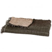 Plaid lin et coton lavé Baya 135x200 cm - 5 couleurs - Haomy, Brownie / Tabac