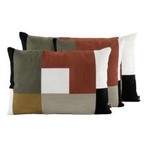 Housse de coussin en coton brodé Tamba - Haomy - Harmony Textile, 40*60 cm / Brick