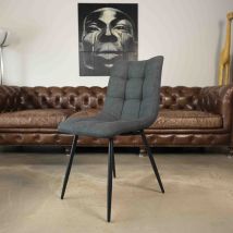 Chaise de salle à manger Harvey en tissu matelassé – 10 couleurs, Gris anthracite