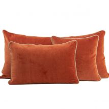Housse de coussin en velours New Delhi Haomy – douceur raffinée & finition bourdon lin, Brick / 45x45 cm
