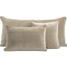 Housse de coussin en velours New Delhi Haomy – douceur raffinée & finition bourdon lin, Craie (Beige/Gris) / 45x45 cm