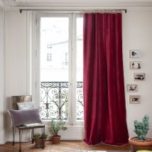 Rideau Médicis En Fil d’Indienne occultant en velours 130×280 cm - 14 teintes élégantes, Terre rouge / 130x280 cm