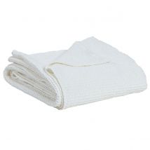 Couvre lit coton lavé nid d'abeille Maia 240x260 cm - 6 couleurs - Vivaraise, 240x260 cm / Craie