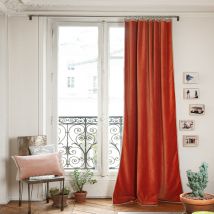 Rideaux en velours Medicis occultants 130x280 cm - 15 couleurs - En fil d'indienne, Ambre
