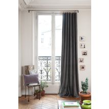 Rideaux en velours Medicis occultants 130x280 cm - 15 couleurs - En fil d'indienne, Gris Anthracite