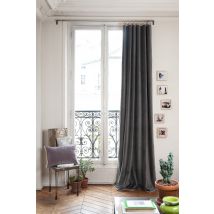 Rideaux en velours Medicis occultants 130x280 cm - En fil d'indienne, Gris Anthracite