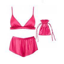 Bluebella Saskia Luxury Satin Soft Bra and Short Set Fuchsia Pink