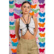 Daisy Street Butterfly Crochet Top Size: One Size Colour: Cream