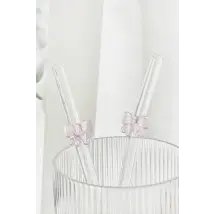 Coconut Lane Glass Straw with Pink Bows