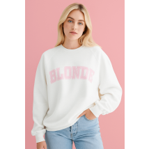 Brunette The Label "Blonde" Varsity Hair Colour Not Your Boyfriend's Crew Sweater Colour: Pink Size: S/M