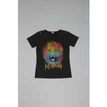 Lauren Moshi Myra Def Leppard Leopard T-Shirt Size: S Colour: Black