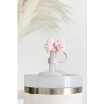 Coconut Lane Pink Bow Straw Cover