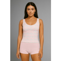 Happy Camp3r Ribboned Dreams Athleisure Tank Top Colour: Pink Size: S