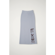 Pixie & Peach Chloe Cosy Bow Maxi Skirt Colour: Blue Size: UK 6