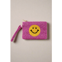 Tiana Designs Hand Beaded Smiley Coin Purse Wristlet Colour: Pink